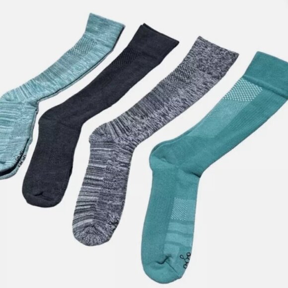 TOMMIE COPPER Compression Over Calf Socks Jade Green 4 Pc Nanoglide Large New - Picture 1 of 3